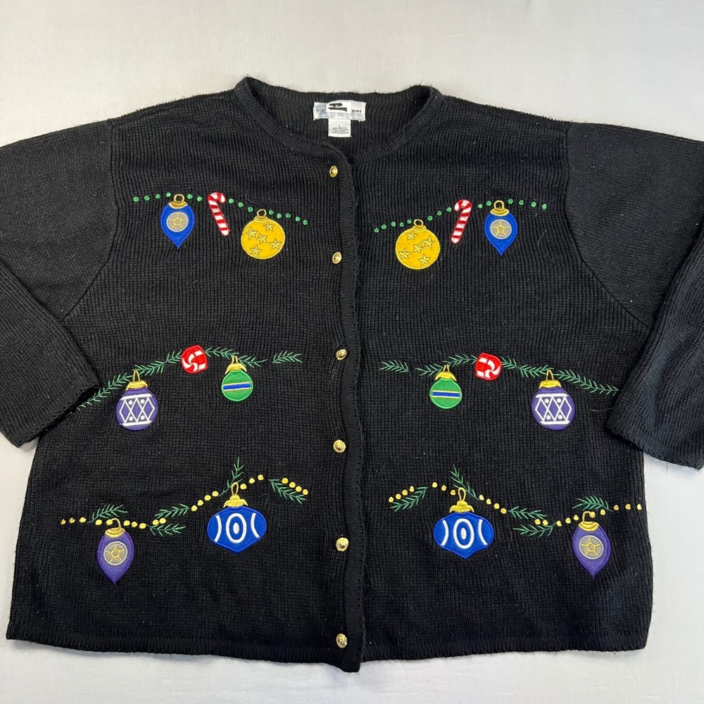 Vintage Croft & Barrow Women's Christmas Sweater Cardigan | Size L | Grandma